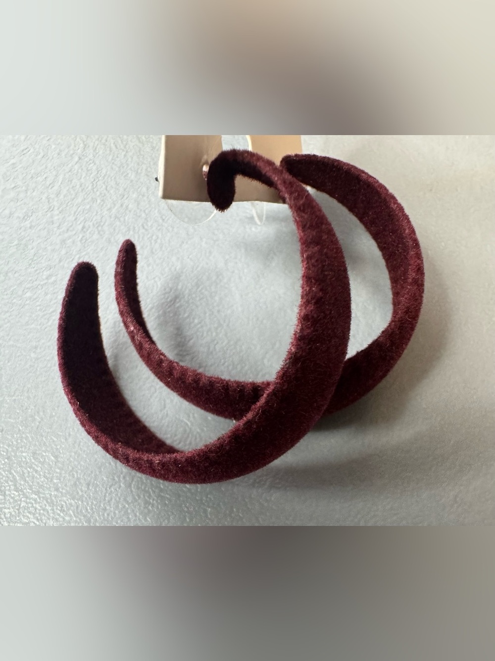 Plush Velvet Wide Hoop Earrings - Wine fall winter